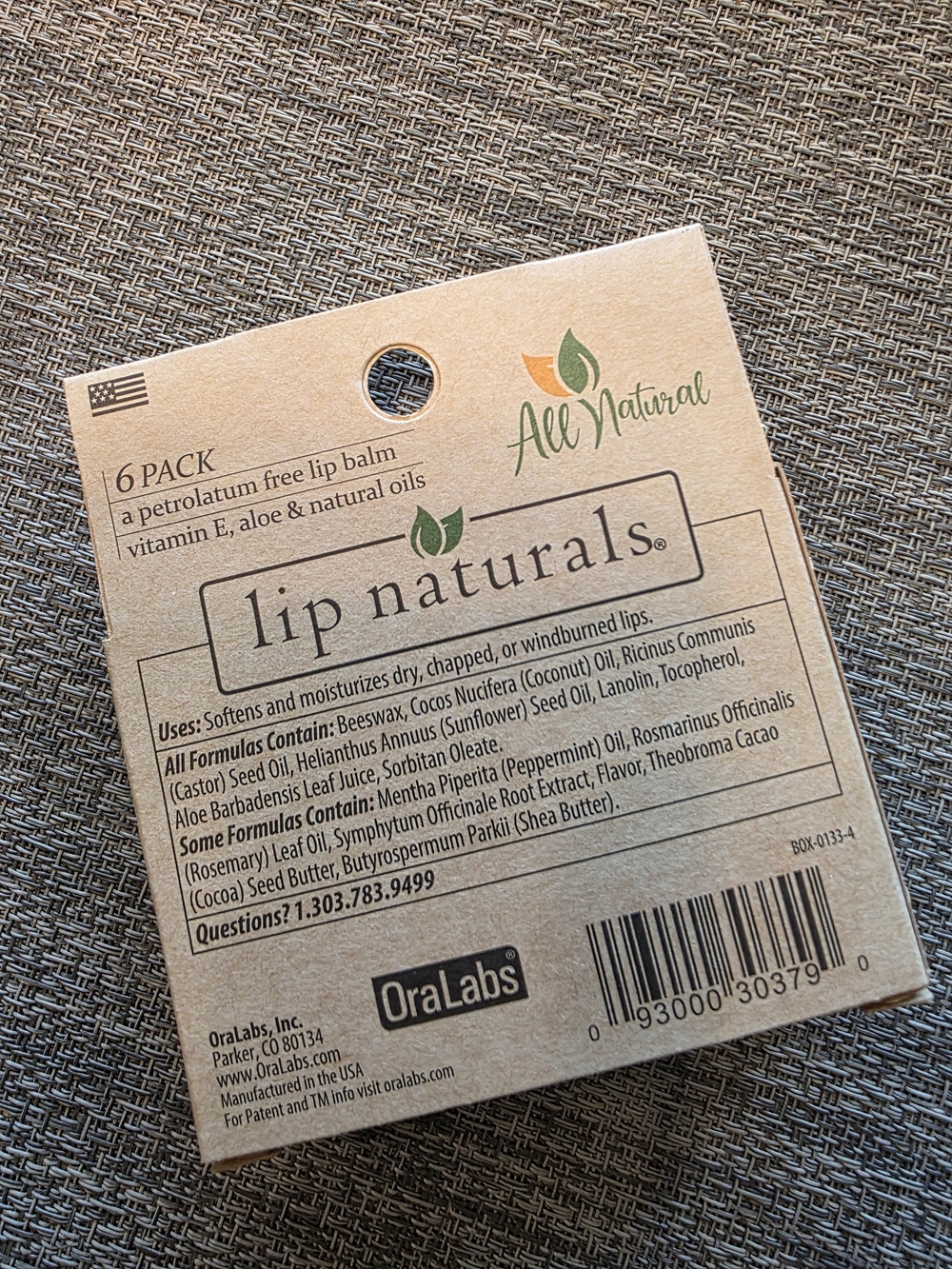 Lip Naturals All Natural 6-Pack Lip Balm - Assorted (Mango, Vanilla, Peppermint) - Picture 2 of 3